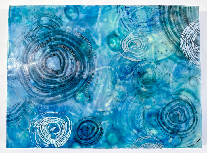 abstract art representing water drop waves and water caustics