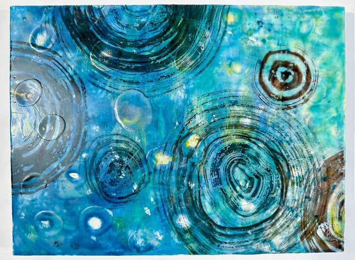 abstract art representing water drop waves and water caustics