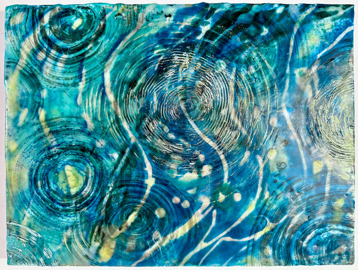 abstract art representing water drop waves and water caustics