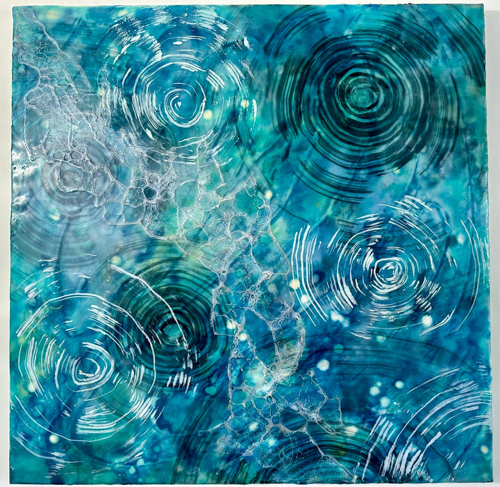 abstract art representing water drop waves and water caustics