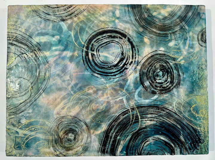 abstract art representing water drop waves and water caustics