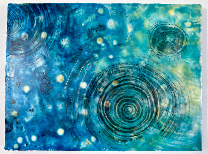 abstract art representing water drop waves and water caustics